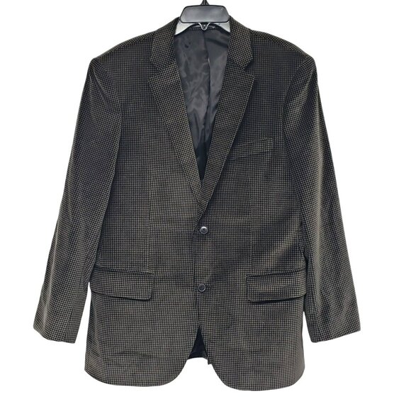 Nordstrom Calibrate Mens Houndstooth Velvet Blazer Jacket 42R Preppy Old Money - Picture 1 of 11